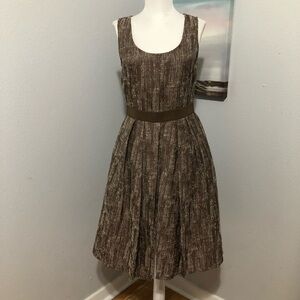 New York & Company Brown and Cream Patterned Dress